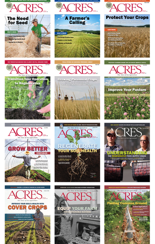 All 12 front covers of 2022 Acres USA magazine issues